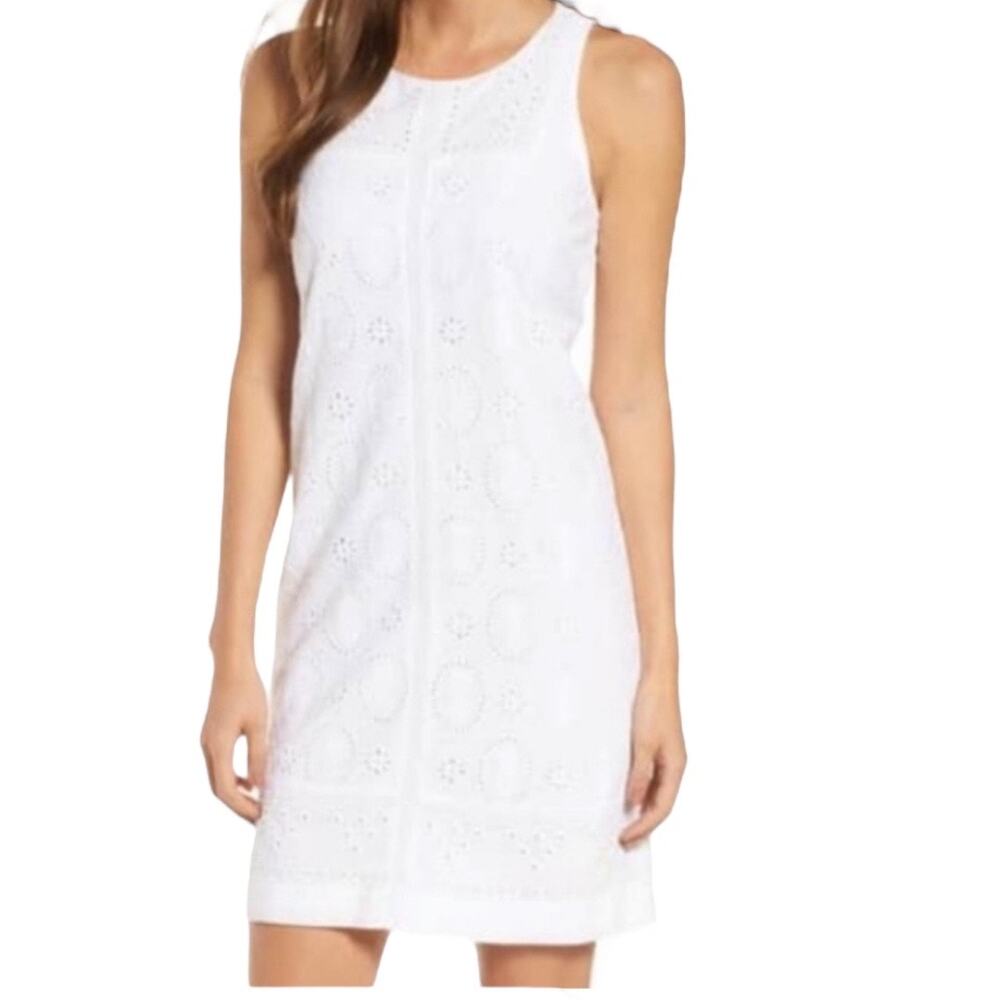Tommy Bahama Medium Villa View Short White Lace Eyelet Sheath Dress Sleeveless